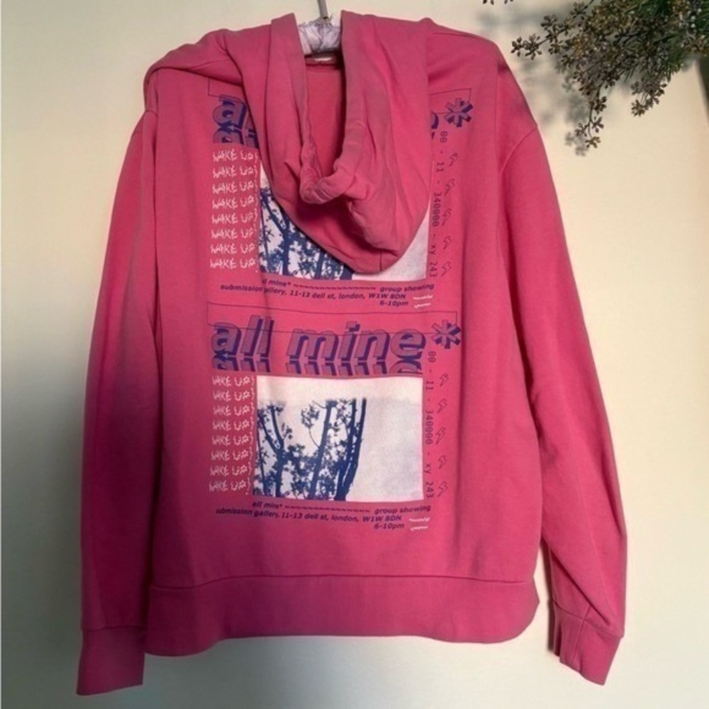 Graphic Collusion Oversized Pink Hoodie Medium